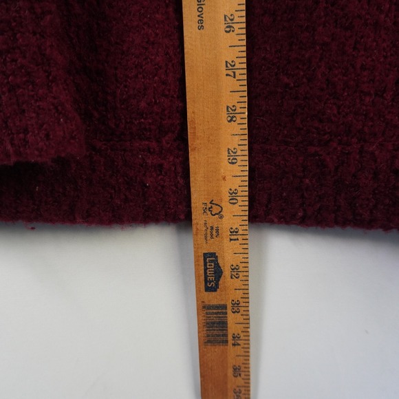 FREE PEOPLE Boucle Sweater Oversized V-neck XS Womens Burgundy Chunky Soft - Picture 9 of 9